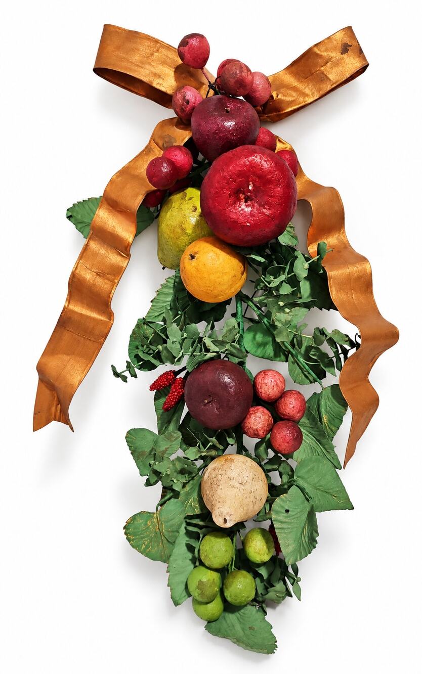 Vintage Fruit Swag Faux Wreath 19" Door Wall Hanging Apple Pear Fall Decor